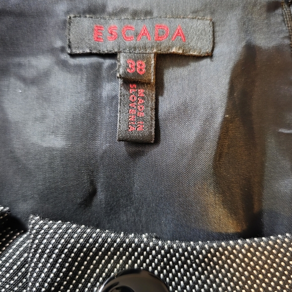 Escada Black Wool Silk Blend Dress Size 38 (US 8) – Tailored Short Sleeve Sheath - Picture 12 of 14